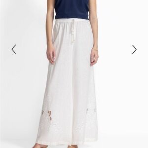 Johnny Was White Embroidered Flare Pants